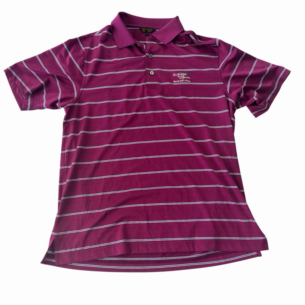 MONTEREY CLUB Men Golf Polo Slammer & Squire Snead Championship Purple Stripe LG